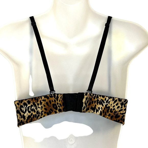 VICTORIA’S SECRET LEOPARD & LACE CONVERTIBLE STRAPLESS MIRACULOUS PADDED BRA SIZ - Picture 8 of 13